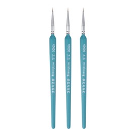 HARFINGTON 3pcs Detail Paint Brushes 3mm Pointed Tip 180mm Length Nylon Hair Miniature Painting Brush for Watercolor Oil Acrylic Painting(00000#), Blue