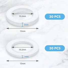 SYCEES Fitschenringe Nylon Pack of 60 Flat Washer Door Hinge Spacers 10.2 mm x 15 mm Room Doors Abrasion-Resistant Mounting Rings Washers, 1 mm 30 Pieces & 2 mm 30 Pieces
