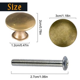 CYH 20 x Round Brass Door Knobs, 30 mm Furniture Knobs, Drawer Knobs, Vintage Furniture Handle for Dresser and Cabinet Furniture