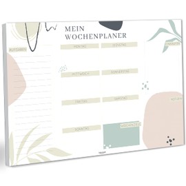 blaash® Weekly Planner Pad DIN A4 without Fixed Date, 50 Pages Planner with Weekly Overview, Lists for Tasks, Notes & Ideas, Optimal Organisation and Motivation in Everyday Life, Clean