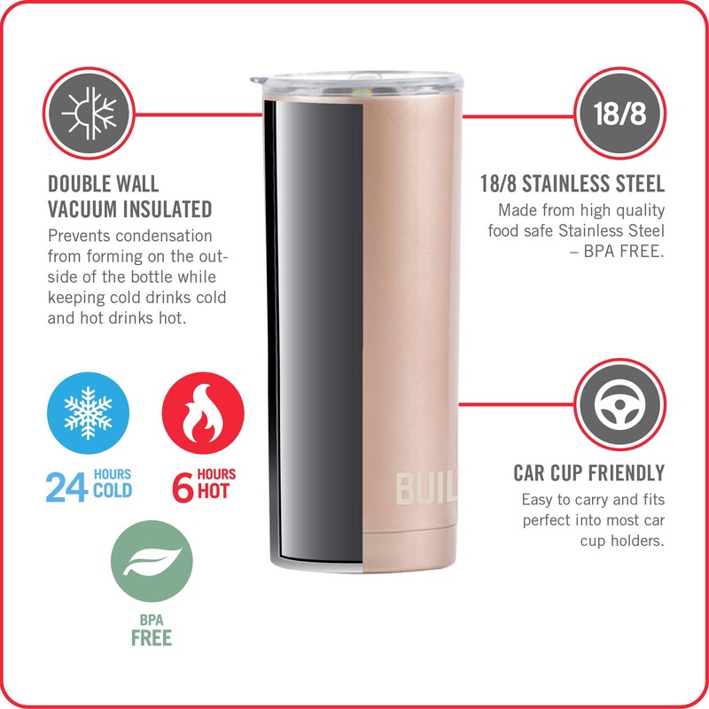 BYO TUMBLER DE ACERO INOXIDABLE DE 20 OZ DE DOBLE