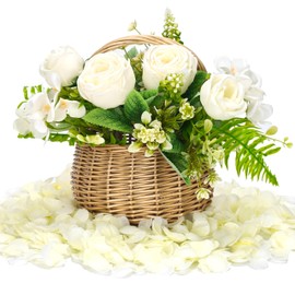 YINGXUN Wicker Picnic Basket with Foldable Metal Core Handle - 7-inch Small Willow Flower Girl Basket for Weddings and Easter - Handwoven Rattan Storage for Candies and Gifts