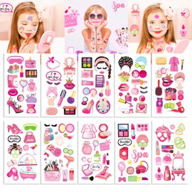 Generic Girls Spa Party Temporary Tattoos - 10 Pack Birthday Slumber Party Supplies for Girls, Cute Spa Party Favors Decorations, Sleepover Accessory Activity, Pink