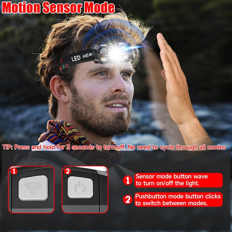 Northlet Headlamp Rechargeable 6Pack, 3000 Lumen Ultra-Light Bright Headlamp Flashlight