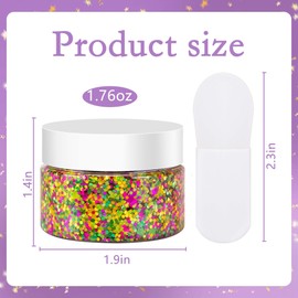 Wehhbtye 2 Set Mardi Gras Face Glitter, 3.5oz Gold Green Purple Body Glitter Gels with 2 Silicone Brush, Festive Chunky Sequins Gel for Women Body Hair Nail Carnival Makeup Party Costumes Decoration