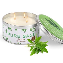 Arhalulu Pure Natural Long-Lasting Sage Candle, Burning for 65 Hours -15OZ -Natural Soy Wax with 3 Cotton Wicks | Purifying Your Home Brings Calmness, Comfort, Relaxation, and Full Spirit and Body