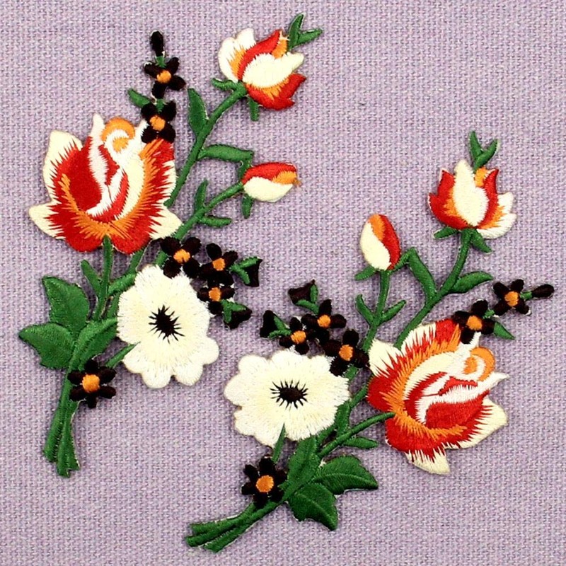 Flowers Bouquet Embroidered Badge Iron-on or Sew on Patch, Pack
