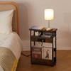 Narrow Side Table With Charging Station, 3-Tier End Table with