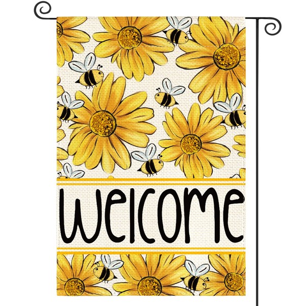 AVOIN colorlife Sunflower Bee Spring Summer Garden Flag 12x18 Inch