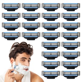 24Pcs Razor Blades Replacement, Washable Men Razor Blades, 3-Layer Razor Blade, Professional Barber Beard Blades, Blades for Gillette Mach 3 Shavers, Manual Razor Blades for Father Boyfriend
