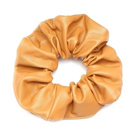QinGoo Camel Leather Elastic Hair Scrunchie Beautiful Women's Scrunchie Hair Accessories Headdress Elegant Hair Accessory 1 Piece (Camel)