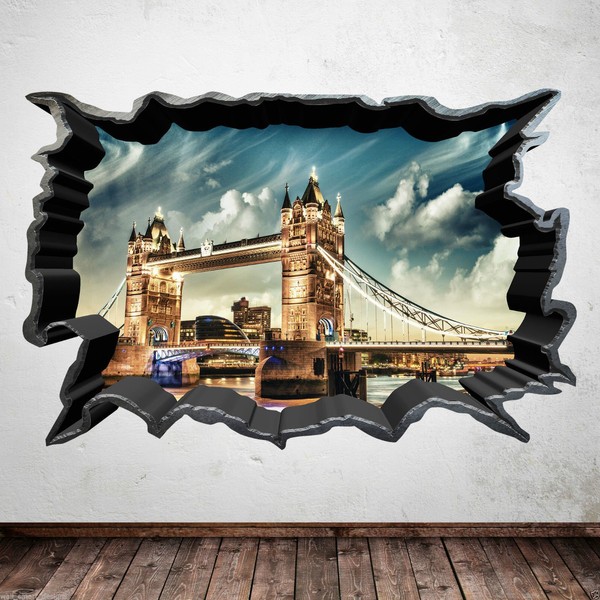 Full Colour LONDON BRIDGE SKYLINE wall art sticker decal transfer Graphic Mural WSD363