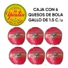 Caja Con 6 Quesos De Bola Edam Gallo Azul.