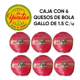 Caja Con 6 Quesos De Bola Edam Gallo Azul.