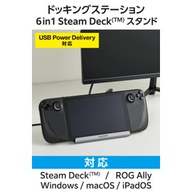 Elecom DST-W04 Rog Ally USB-C Hub Docking Station Dock 6 in 1 PD Support 100W Stand LAN Port Supports Ethernet HDMI 4K60Hz Black