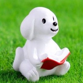 ChilArt 5pcs Mini Reading Dog Desk Figurines,Resin Miniature Dogs Figurines Including Sofa,Lamp Table,TV,Table,Resin Puppy Decor,Perfect for Office and Home Desktop Decoration