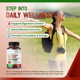 HarmoVira Liposomal Cayenne Pepper Cinnamon Ginger - Support Digestion Wellness, Immunity - 180-day Supply