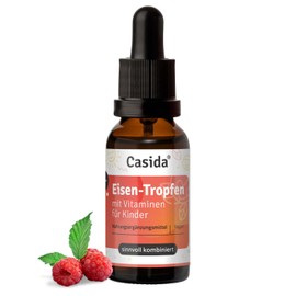 Casida Iron Drops with Vitamins for Children - Dietary Supplement - with Vitamin C - Liquid - Vegan, Sugar-Free, Lactose Free - High Bioavailability - 20 ml