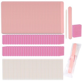 50 Sets Nagelfeile und Nagelpuffer, einschließlich 50 Stück Mini-Nagelpolierer, 50 Stück Nagelfeilen, 50 Stück Holzstäbchen, 50 Stück OPP-Taschen, Druck-Nagelwerkzeug-Kit für Salon und Zuhause (rosa)