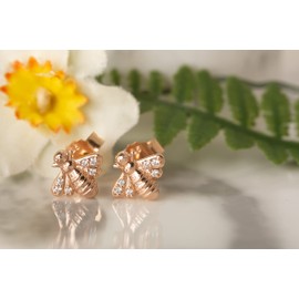 GEMMA J ROSE GOLD BEE STUD EARRINGS