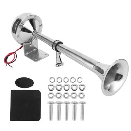 12V Single Trumpet – Marine Grade 304 Stainless Steel Air Horn, Super Loud 125dB, Weatherproof for Boats, Lorries, Caravans & 4x4s