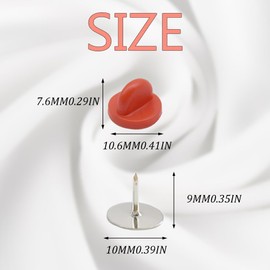 Ruidee 200 Pcs/100 Pairs Tie Tack Pin Backs with Blank Pins, Binding Staple Coupling Butterfly Rubber Bolts Back Holder Replacement (Red)