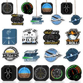 Vercraft 26 Pcs Wooden Pilot Gifts for Men Women Hanging Pilot Christmas Ornaments Pilot in Progress Vintage Christmas Ornaments Pilot Cutout with Rope for Xmas Party Pilot Lover