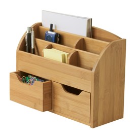 Lipper International 809 Bamboo Wood Space-Saving Desk Organizer, 12 5/8" X 5" X 9 5/8"