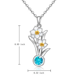 Birth Flower Necklace March Birthstone Daffodil Necklace for Women Sterling Silver Daffodil Pendant Floral Jewelry Charm Mothers Day Birthday Christmas Gifts