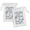 Ambesonne Birds Fabric Pouch Set of 2, Ornate Cages Branch