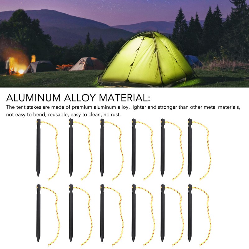 12PCS Tent Stakes Aluminum Alloy Three Edges Lightweight Tent Nail