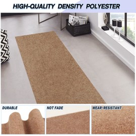 Custom Size Backed Non-Slip Area Rugs Runner, Easy Clean, Waterproof Runner Rugs for Hallway Entryway, Kitchen, Laundry, 3FT x 18FT, Beige