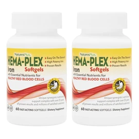 NaturesPlus Hema-Plex Iron - 60 Fast-Acting Softgels - 2 Pack - 85 mg Iron + Vitamin C & Bioflavonoids for Healthy Red Blood Cells - Vegan, Gluten Free - 40 Total Servings