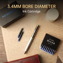 GC QUILL Fountain Pen Ink Cartridges, 72 Pack Blue Ink Refills (4 Boxes of 18) - Bore Diameter 3.4mm (Blue)