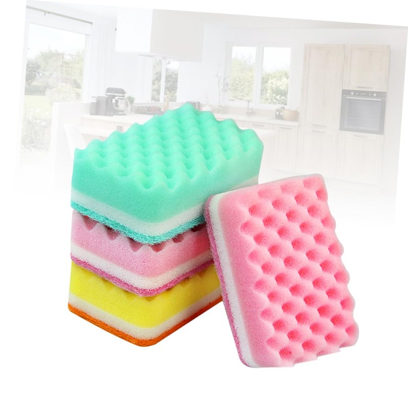 Gatuida 10pcs High Density Wave Cleaning Sponges Non-Scratch Dish Sponges