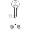 Key Blank, Brass, Type Y52, 5 Pin, PK10