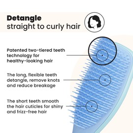 Tangle Teezer Ultimate Detangler Brush for Wet & Dry Hair, Eliminates Knots & Reduces Breakage for All Hair Types, Denim Blues