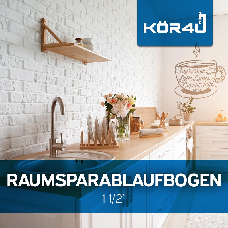 kör4u Space-saving drain bend 1 1/2 inch for sink, space-saving
