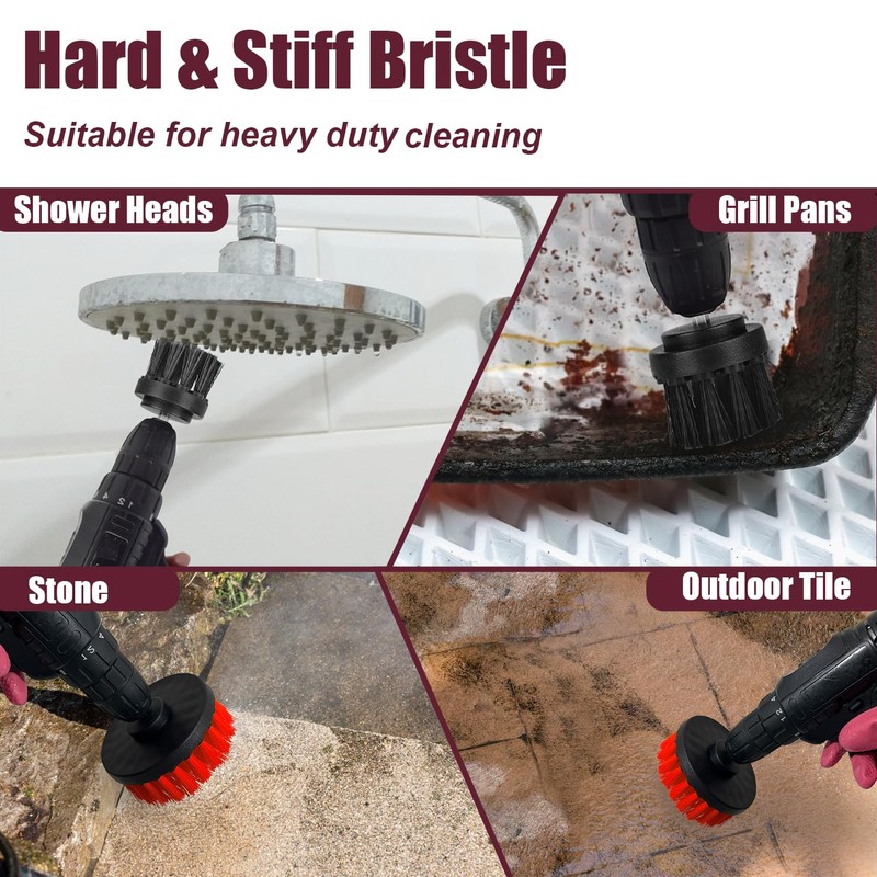 Tialero 8Pcs Drill Brush Attachment Set, 7Pcs 1/4in Power Scrubber