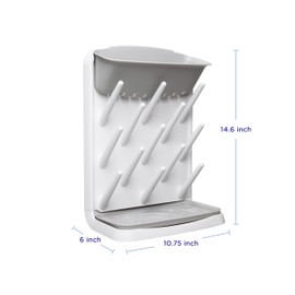 Ubbi Vertical Baby Bottle Drying Rack, Space Saving Countertop Drying Rack Baby Accessory, Gray