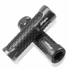 R QIANKONG CNC Aluminum Non-Slip Anti Vibration Motorcycle Handlebar Grips for Ninja 400 250R 300R 250 650 1000SX Gray