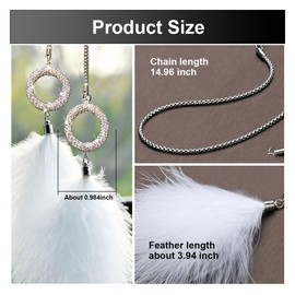 DUSCOKE Bling Circle Rhinestone Car Hanging Pendant, Cute Feathers Car Rear View Mirror Charm, Lucky Automotive Ornament, Vehicle Interior Decoration Accessories for Women Girls (Ring)
