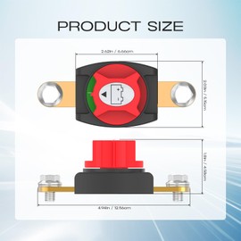 Side Post Battery Disconnect Switch, CNAODUN Battery Shut Off 12-48V On/Off Heavy Duty Cut Off Switch for Car RV Boat and Vehicle（Upgraded 2025）