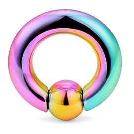 Briana Williams PA Ring Captive Bead Rings Stainless Steel Prince Albert Piercing Jewellery Rainbow CBR