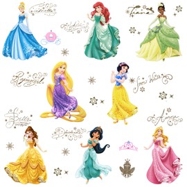 Wirhaut Princess Wall Stickers, Fairy Princess Wall Decals Beautiful Princess Decals Cartoon Wall Stickers Removable for Girls Kids Nursery Bedroom Living Room Decoration