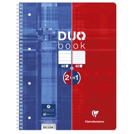 Clairefontaine 82526C College Notepad (9 x 14 cm, Duo, 40 Sheets Squared and 40 Lined Sheets) 1 Piece Red/Blue