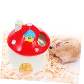 WOONEKY Cooling Ceramic Hamster Nest Mushroom Shape Pet Sleeping House for Pets Chinchilla Hideout Comfortable Relaxing Home Easy to Clean