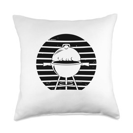 Retro Sunset Grill Griller Grill Cook BBQ Grilling Barbecue Throw Pillow