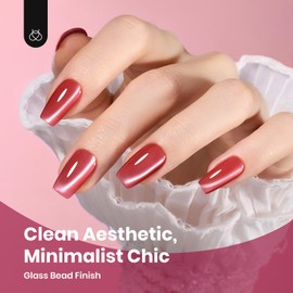 Beetles Cat Eye Gel Nail Polish Set - 6 Colors Silver Pink Red Brown Black Glitter Cat Eye Fall Gel Polish Kit Translucent Effect Soak Off UV Porcelain Glow Collection Salon Gift for Women