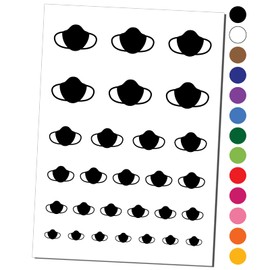 Face Mask Icon Solid Temporary Tattoo Water Resistant Fake Body Art Set Collection - White (One Sheet)
